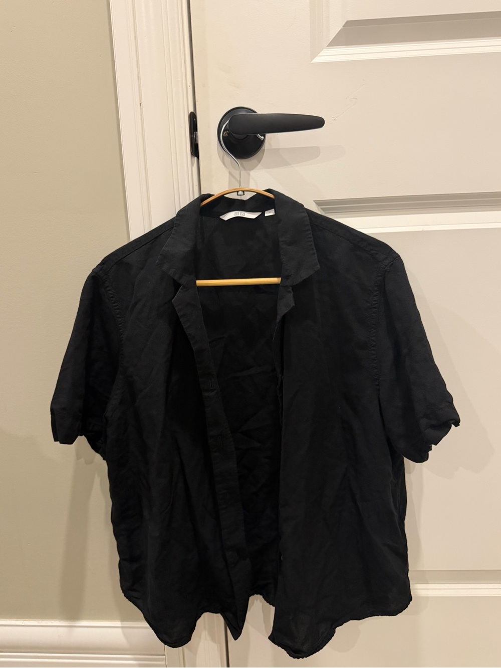 Unisex Black Lightweight Open-Front Shirt Jacket